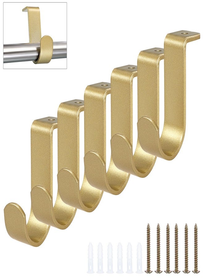 Hoowen 6 Pack Ceiling Curtain Rod Brackets, Sturdy Metal Curtain Rods Holders with Screws for 1 Inch Rod, Mounting Bracket for Ceiling Mount, Windows Drapes Curtains Hardware for Home Office, Gold - Image 1